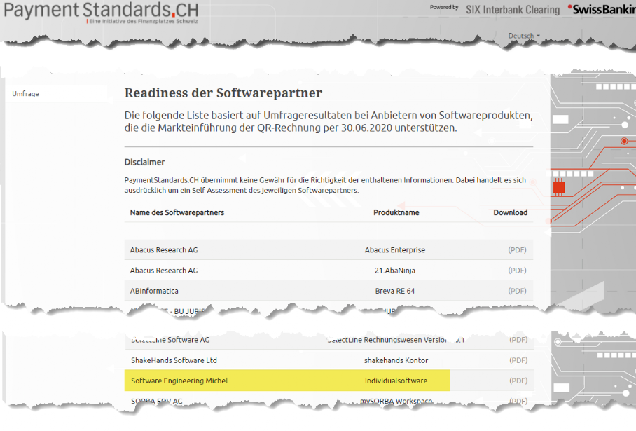 Ich bin bei SIX/Payment Standard.ch registriert als QR-Ready 